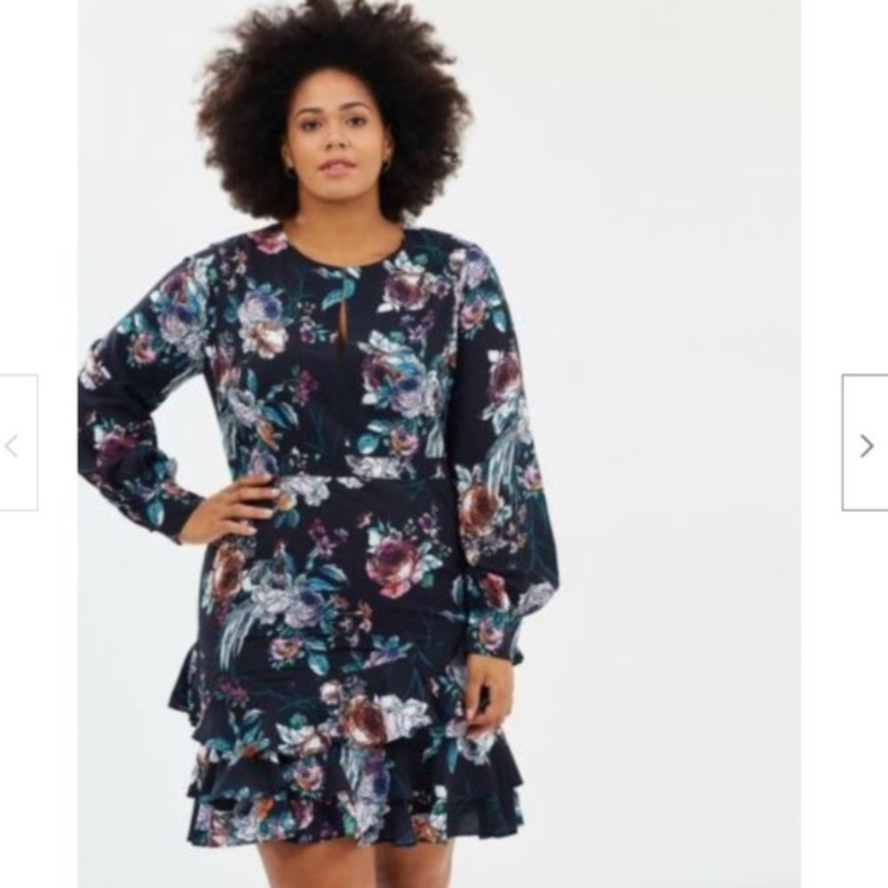 Cooper St Botanical Long Sleeve Asymmetric Dress